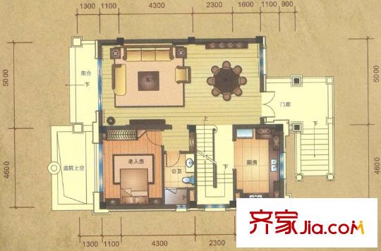 容桂碧桂園G135a別墅1層 1室2廳1衛(wèi)1廚