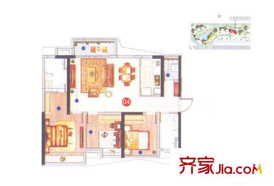 萬(wàn)科水晶城27座04單元 約113平方米 3室2廳2衛(wèi)1廚