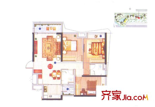 萬(wàn)科水晶城27座03單元 約113平方米 3室2廳2衛(wèi)1廚