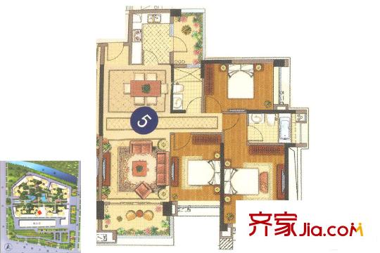 雅居樂新城灣畔8座05單位約113平方米 3室2廳2衛(wèi)1廚