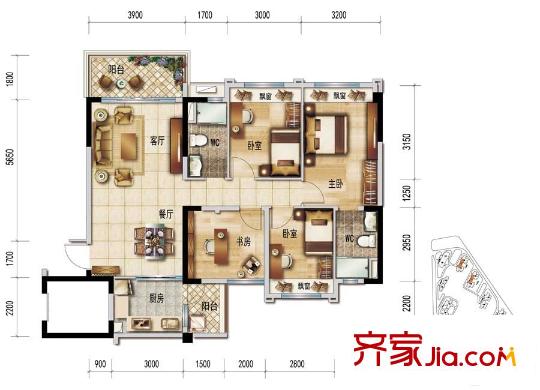 順德碧桂園?桂瀾山9、11座02單元，10、12座01單元建面約114平方米 4室2廳2衛(wèi)1廚