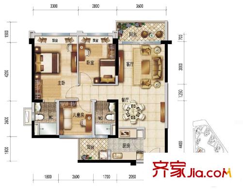 順德碧桂園?桂瀾山3-4座03、04單元建面約95平方米 3室2廳2衛(wèi)1廚