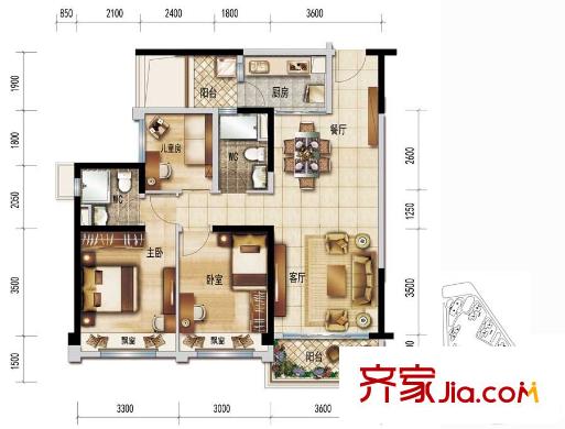 順德碧桂園?桂瀾山13-16座03、04單元建面約104平方米 3室2廳2衛(wèi)1廚