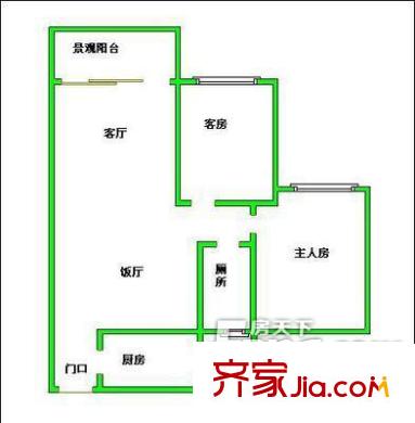 雍景豪園陽(yáng)光水岸戶型圖2室2廳1衛(wèi)1廚 2室2廳1衛(wèi)1廚