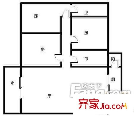 桂樺閣戶型圖3室2廳 3室2廳2衛(wèi)1廚