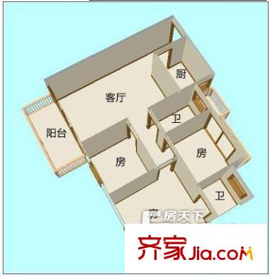 煙草大廈戶型圖三室一廳戶型圖 3室2廳2衛(wèi)1廚
