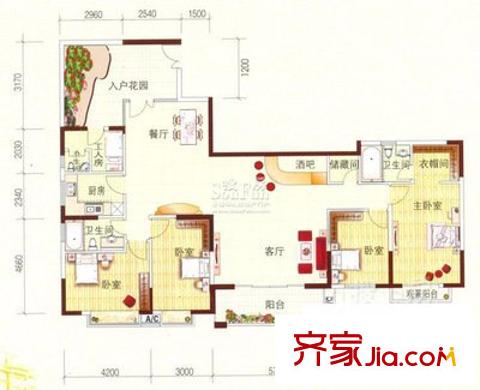 新怡平方米戶型圖兩室一廳戶型圖 2室1廳1衛(wèi)1廚