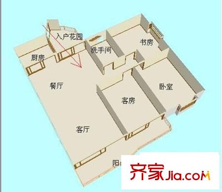 新怡平方米戶型圖三室兩廳戶型圖 3室2廳2衛(wèi)1廚
