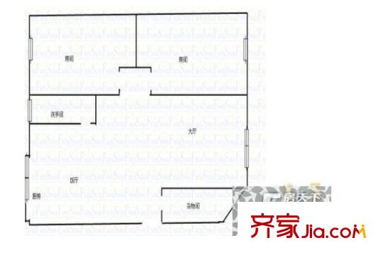 永豐花園戶型圖兩室兩廳戶型圖 2室2廳1衛(wèi)1廚