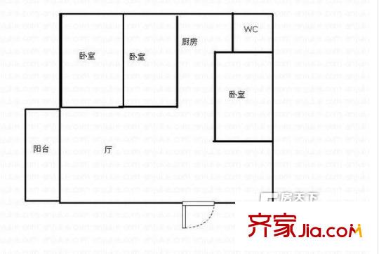 福安花園戶型圖3室1廳戶型圖 3室1廳1衛(wèi)1廚