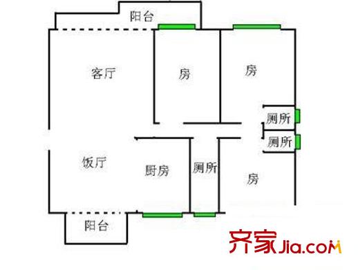 柏濤軒戶型圖三室兩廳戶型圖 3室2廳1衛(wèi)1廚