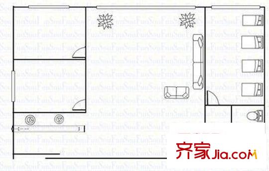 和基花園B區(qū) 2室1廳 戶型圖
