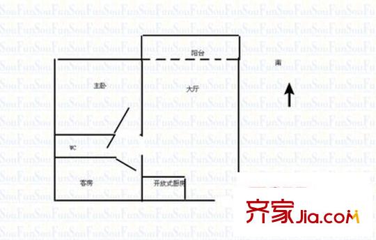 和基花園B區(qū) 2室1廳  戶型圖