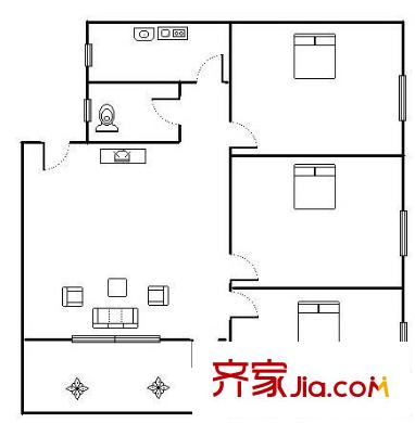 鴻業(yè)花園 3室 戶型圖