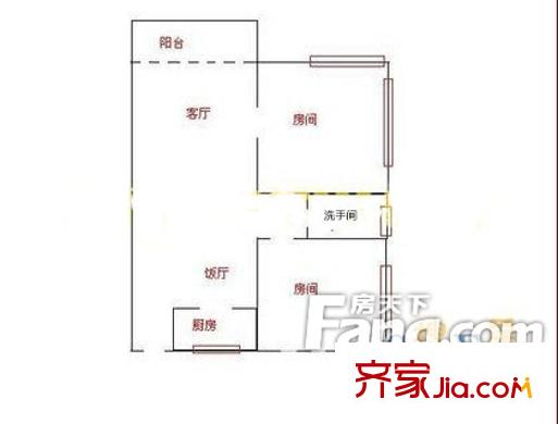 煙草大廈戶型圖兩室兩廳戶型圖 2室2廳1衛(wèi)1廚