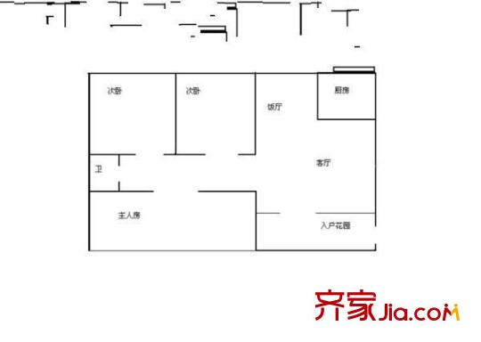 煙草大廈戶型圖三室兩廳戶型圖 3室2廳1衛(wèi)1廚