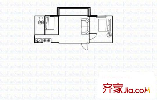 永豐花園戶(hù)型圖兩室一廳戶(hù)型圖 2室1廳1衛(wèi)1廚