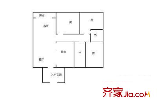 東二中心村 3室 戶(hù)型圖