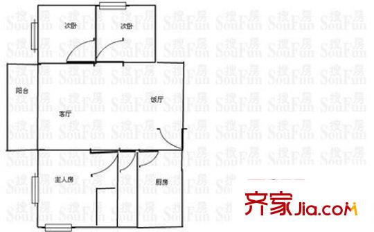 和基花園B區(qū) 3室2廳  戶型圖
