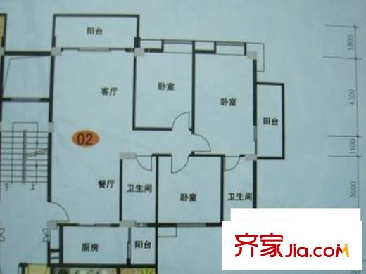 力豐華庭戶(hù)型圖三室兩廳戶(hù)型圖 3室2廳2衛(wèi)1廚