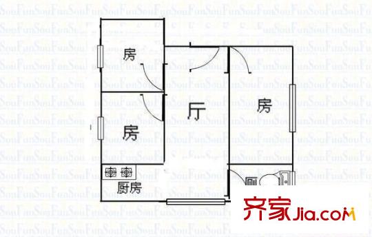 東二中心村 3室 戶型圖