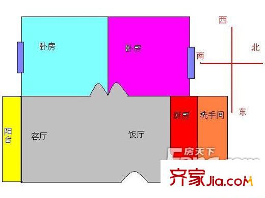 岐海苑戶型圖2室2廳戶型圖 2室2廳1衛(wèi)1廚