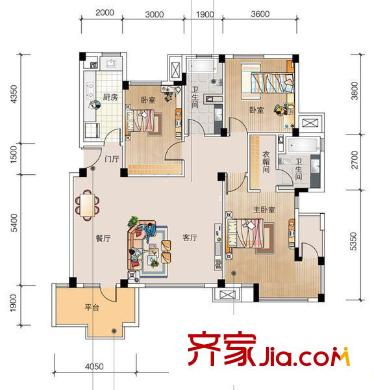 時(shí)代大廈戶型圖3室戶型圖 3室2廳2衛(wèi)1廚