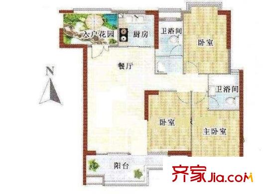 牡丹村 3室 戶型圖
