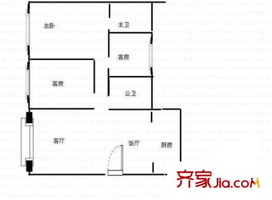 海怡閣戶型圖三室兩廳戶型圖 3室2廳2衛(wèi)1廚