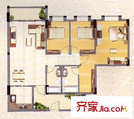 御翠豪苑戶型圖3室2廳 戶型圖  3室2廳2衛(wèi)1廚