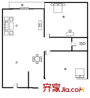 鴻銨樓 2室 戶型圖