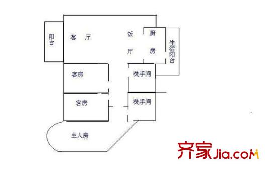 河西花園 3室2廳 戶(hù)型圖