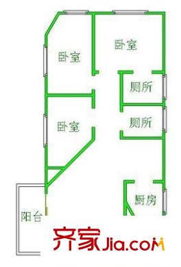河西花園 3室2廳 戶(hù)型圖
