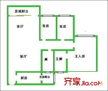 河西花園 3室2廳 戶型圖