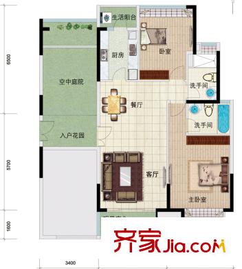 金宇錦園戶型圖雍景臺(御景臺)2-24雙數(shù)層C戶 3室2廳2衛(wèi)