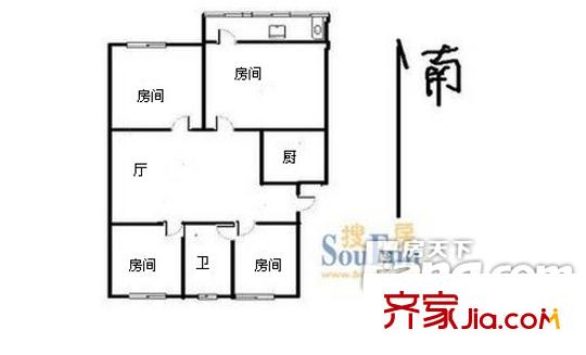 花洲新村戶型圖4室2廳 4室2廳2衛(wèi)1廚