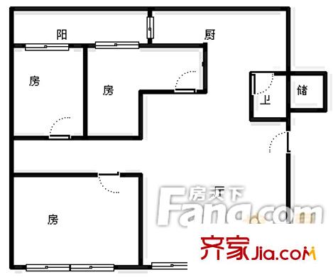 花洲新村戶型圖3室2廳 3室2廳1衛(wèi)1廚