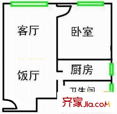 岐海苑戶型圖1室2廳戶型圖 1室2廳1衛(wèi)1廚