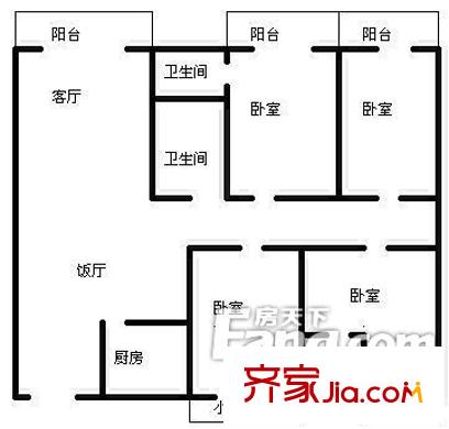順德綠茵花園戶型圖4室2廳戶型圖 4室2廳2衛(wèi)1廚