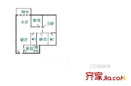 順德碧桂園北區(qū)戶型圖3室2廳戶型圖 3室2廳2衛(wèi)1廚