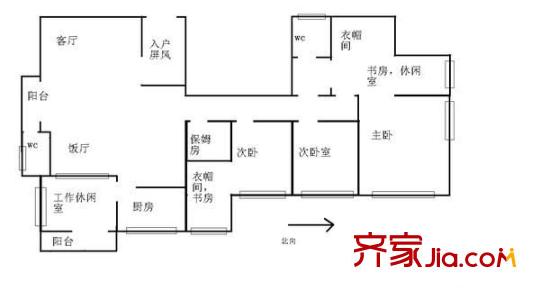 華樂大廈戶型圖4室2廳戶型圖 4室2廳2衛(wèi)1廚