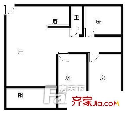 桂畔怡景灣戶型圖3室1廳 3室1廳2衛(wèi)