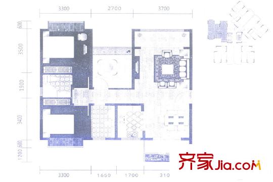 名澳匯錦桃園10座01單元 約88平方米 3室2廳2衛(wèi)1廚