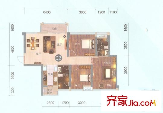 龍光天湖華府7座02單位 約112平方米 3室2廳2衛(wèi)1廚