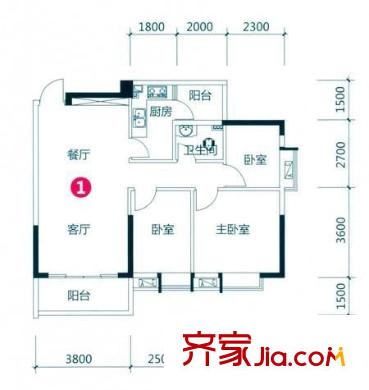 帝景卡士戶型圖3室2廳 戶型圖 3室2廳2衛(wèi)1廚