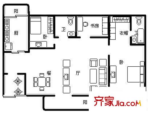 銀畔麗苑 3室 戶型圖