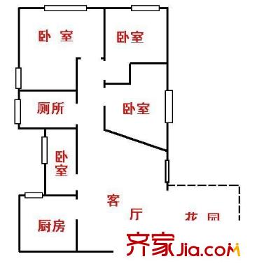 河西花園 3室2廳 戶(hù)型圖