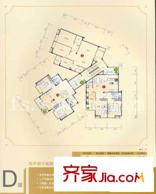 樂(lè)雅苑戶型圖D型標(biāo)準(zhǔn)層平面圖 2室2廳