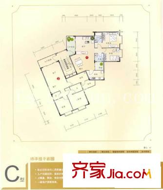 樂(lè)雅苑戶型圖C型標(biāo)準(zhǔn)層平面圖 2室2廳