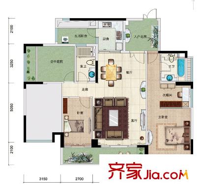 金宇錦園戶型圖雍景臺2-18雙數(shù)層A(D)戶型 2室2廳2衛(wèi)